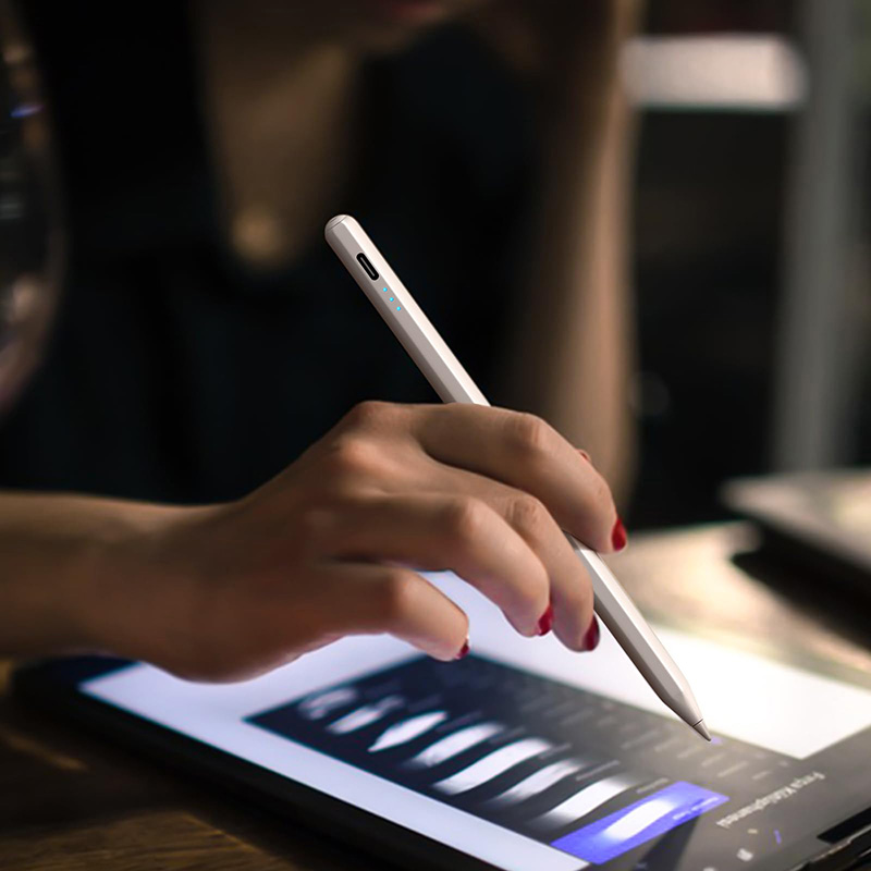 What technical principle does the dedicated capacitive stylus pen use to prevent accidental touches?